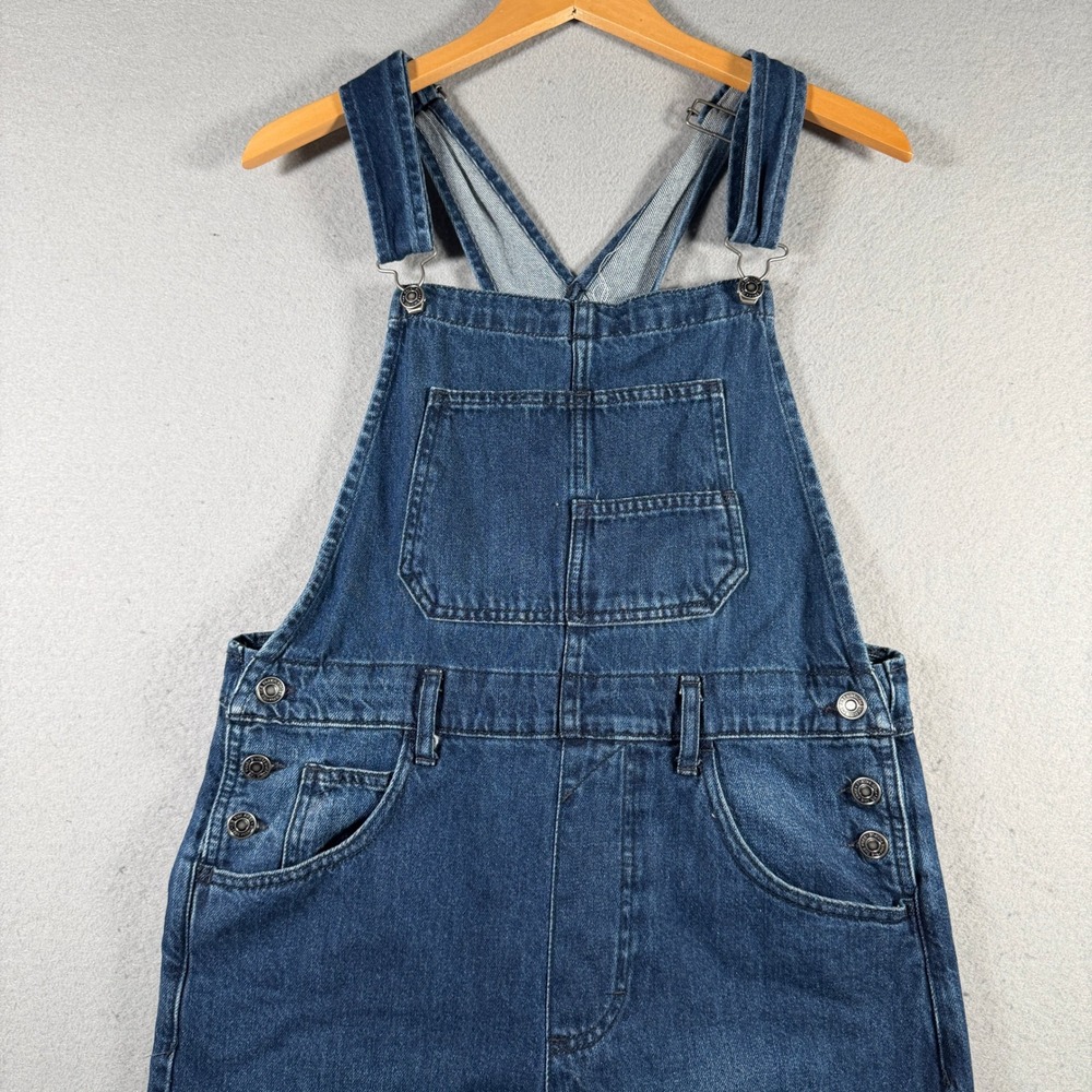 We The Free Free People Blue Denim Overalls Straight Leg Womens Size S OB1194398